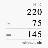 Calculate 220 minus 75 using long subtraction Calculate 220 minus 75 using long subtraction