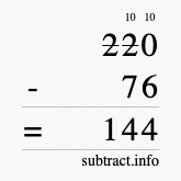 Calculate 220 minus 76 using long subtraction Calculate 220 minus 76 using long subtraction
