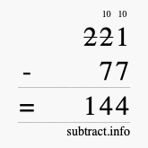 Calculate 221 minus 77 using long subtraction
