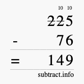 Calculate 225 minus 76 using long subtraction Calculate 225 minus 76 using long subtraction