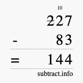 Calculate 227 minus 83 using long subtraction Calculate 227 minus 83 using long subtraction