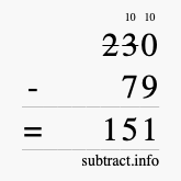 Calculate 230 minus 79 using long subtraction Calculate 230 minus 79 using long subtraction
