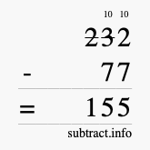 Calculate 232 minus 77 using long subtraction Calculate 232 minus 77 using long subtraction