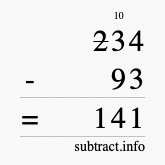 Calculate 234 minus 93 using long subtraction