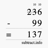 Calculate 236 minus 99 using long subtraction