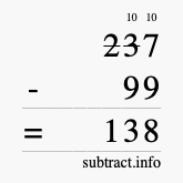 Calculate 237 minus 99 using long subtraction