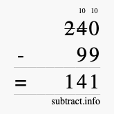 Calculate 240 minus 99 using long subtraction