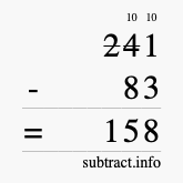 Calculate 241 minus 83 using long subtraction Calculate 241 minus 83 using long subtraction