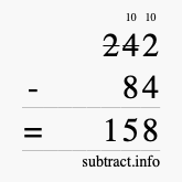Calculate 242 minus 84 using long subtraction