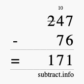 Calculate 247 minus 76 using long subtraction Calculate 247 minus 76 using long subtraction