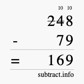 Calculate 248 minus 79 using long subtraction Calculate 248 minus 79 using long subtraction