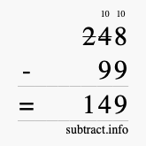 Calculate 248 minus 99 using long subtraction