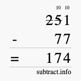 Calculate 251 minus 77 using long subtraction