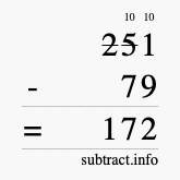 Calculate 251 minus 79 using long subtraction Calculate 251 minus 79 using long subtraction