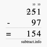 Calculate 251 minus 97 using long subtraction