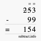 Calculate 253 minus 99 using long subtraction