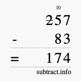 Calculate 257 minus 83 using long subtraction Calculate 257 minus 83 using long subtraction