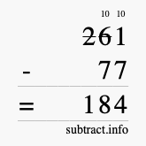 Calculate 261 minus 77 using long subtraction