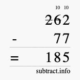 Calculate 262 minus 77 using long subtraction