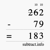 Calculate 262 minus 79 using long subtraction Calculate 262 minus 79 using long subtraction