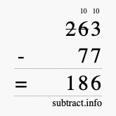 Calculate 263 minus 77 using long subtraction