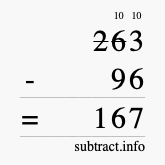 Calculate 263 minus 96 using long subtraction Calculate 263 minus 96 using long subtraction