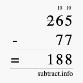 Calculate 265 minus 77 using long subtraction