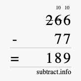 Calculate 266 minus 77 using long subtraction