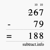 Calculate 267 minus 79 using long subtraction Calculate 267 minus 79 using long subtraction