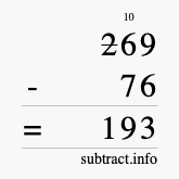 Calculate 269 minus 76 using long subtraction Calculate 269 minus 76 using long subtraction