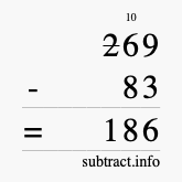 Calculate 269 minus 83 using long subtraction Calculate 269 minus 83 using long subtraction