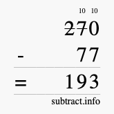 Calculate 270 minus 77 using long subtraction