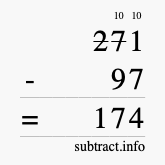 Calculate 271 minus 97 using long subtraction