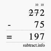 Calculate 272 minus 75 using long subtraction Calculate 272 minus 75 using long subtraction