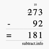 Calculate 273 minus 92 using long subtraction