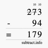 Calculate 273 minus 94 using long subtraction