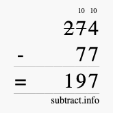 Calculate 274 minus 77 using long subtraction