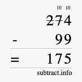 Calculate 274 minus 99 using long subtraction