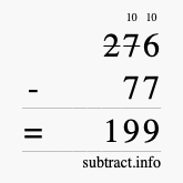 Calculate 276 minus 77 using long subtraction