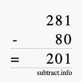 Calculate 281 minus 80 using long subtraction Calculate 281 minus 80 using long subtraction