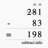Calculate 281 minus 83 using long subtraction Calculate 281 minus 83 using long subtraction