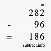 Calculate 282 minus 96 using long subtraction Calculate 282 minus 96 using long subtraction