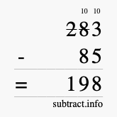 Calculate 283 minus 85 using long subtraction