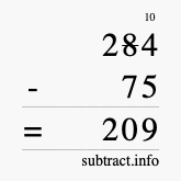 Calculate 284 minus 75 using long subtraction Calculate 284 minus 75 using long subtraction