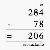 Calculate 284 minus 78 using long subtraction Calculate 284 minus 78 using long subtraction