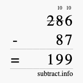 Calculate 286 minus 87 using long subtraction