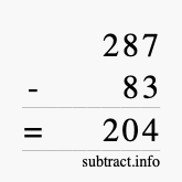 Calculate 287 minus 83 using long subtraction Calculate 287 minus 83 using long subtraction