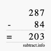 Calculate 287 minus 84 using long subtraction Calculate 287 minus 84 using long subtraction