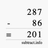 Calculate 287 minus 86 using long subtraction