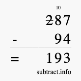 Calculate 287 minus 94 using long subtraction Calculate 287 minus 94 using long subtraction
